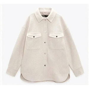 Zara Women's Beige Long Sleeve Overshirt / Shacket Size Small